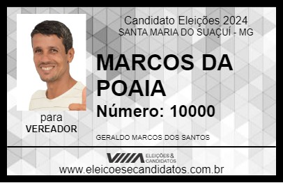 Candidato MARCOS DA POAIA 2024 - SANTA MARIA DO SUAÇUÍ - Eleições