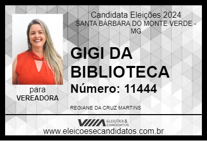 Candidato GIGI DA BIBLIOTECA 2024 - SANTA BÁRBARA DO MONTE VERDE - Eleições