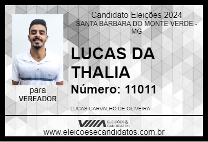 Candidato LUCAS DA THALIA 2024 - SANTA BÁRBARA DO MONTE VERDE - Eleições