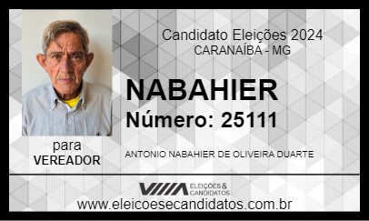 Candidato NABAHIER 2024 - CARANAÍBA - Eleições