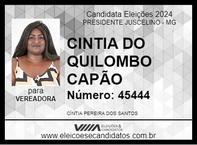 Candidato CINTIA DO QUILOMBO CAPÃO 2024 - PRESIDENTE JUSCELINO - Eleições