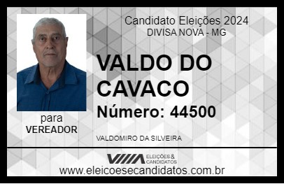 Candidato VALDO DO CAVACO 2024 - DIVISA NOVA - Eleições