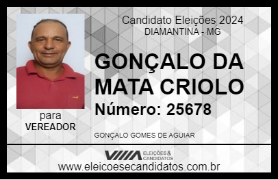 Candidato GONÇALO DA MATA CRIOLO 2024 - DIAMANTINA - Eleições