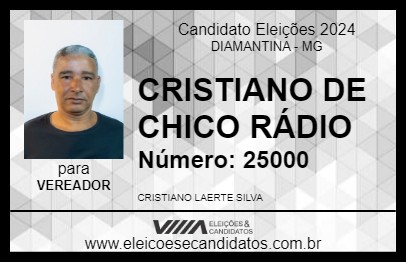 Candidato CRISTIANO DE CHICO RÁDIO 2024 - DIAMANTINA - Eleições