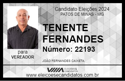 Candidato TENENTE FERNANDES 2024 - PATOS DE MINAS - Eleições