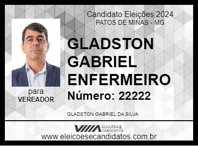 Candidato GLADSTON GABRIEL ENFERMEIRO 2024 - PATOS DE MINAS - Eleições