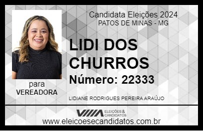 Candidato LIDI DOS CHURROS 2024 - PATOS DE MINAS - Eleições