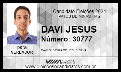 Candidato DAVI JESUS 2024 - PATOS DE MINAS - Eleições