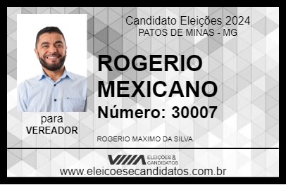 Candidato ROGERIO MEXICANO 2024 - PATOS DE MINAS - Eleições