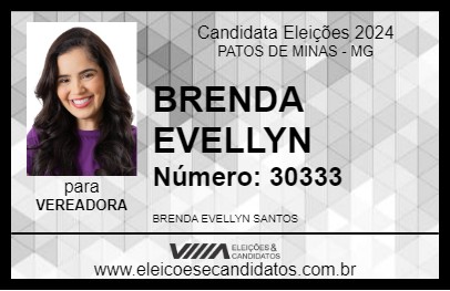 Candidato BRENDA EVELLYN 2024 - PATOS DE MINAS - Eleições