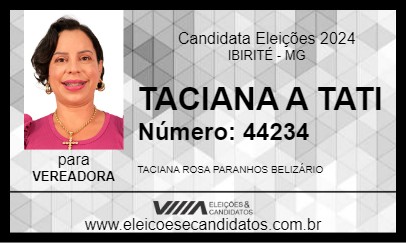 Candidato TACIANA A TATI 2024 - IBIRITÉ - Eleições