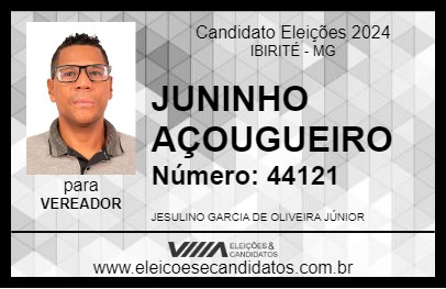 Candidato JUNINHO AÇOUGUEIRO 2024 - IBIRITÉ - Eleições