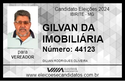 Candidato GILVAN DA IMOBILIÁRIA 2024 - IBIRITÉ - Eleições