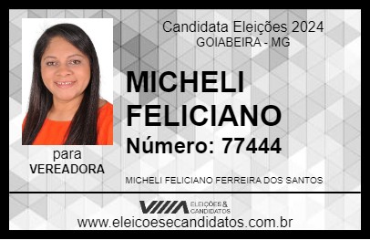 Candidato MICHELI FELICIANO 2024 - GOIABEIRA - Eleições