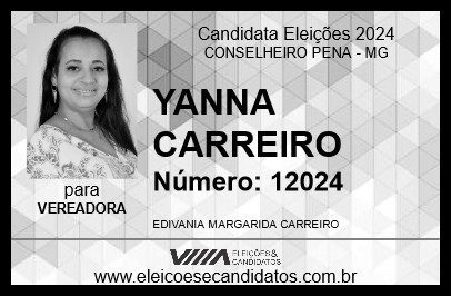 Candidato YANNA CARREIRO 2024 - CONSELHEIRO PENA - Eleições