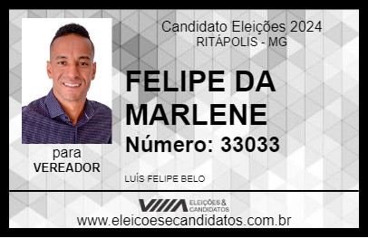 Candidato FELIPE DA MARLENE 2024 - RITÁPOLIS - Eleições