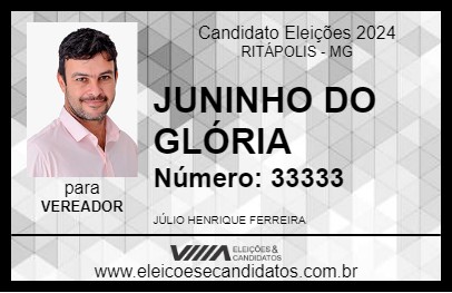 Candidato JUNINHO DO GLÓRIA 2024 - RITÁPOLIS - Eleições