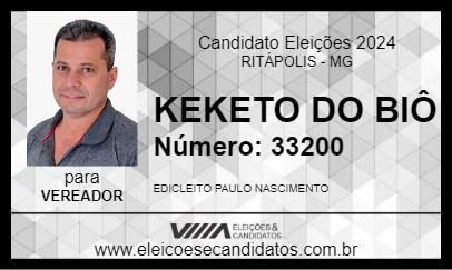 Candidato KEKETO DO BIÔ 2024 - RITÁPOLIS - Eleições