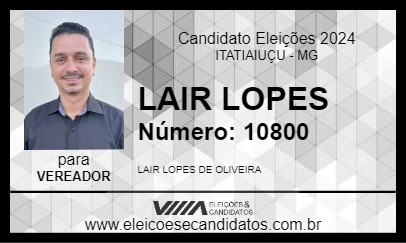 Candidato LAIR LOPES 2024 - ITATIAIUÇU - Eleições