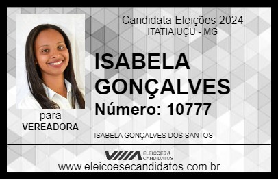 Candidato ISABELA GONÇALVES 2024 - ITATIAIUÇU - Eleições