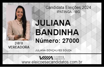 Candidato JULIANA BANDINHA 2024 - IPATINGA - Eleições