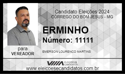 Candidato ERMINHO 2024 - CÓRREGO DO BOM JESUS - Eleições