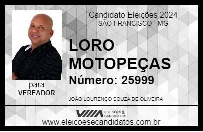 Candidato LOURO MOTOPEÇAS 2024 - SÃO FRANCISCO - Eleições