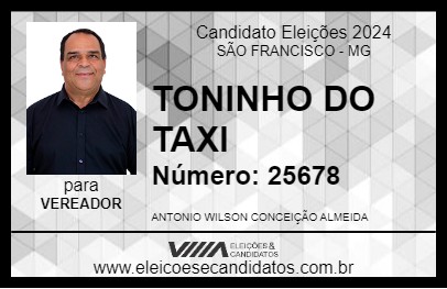 Candidato TONINHO DO TAXI 2024 - SÃO FRANCISCO - Eleições