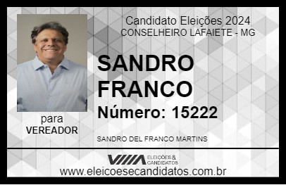 Candidato SANDRO FRANCO 2024 - CONSELHEIRO LAFAIETE - Eleições