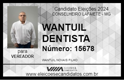 Candidato WANTUIL DENTISTA 2024 - CONSELHEIRO LAFAIETE - Eleições