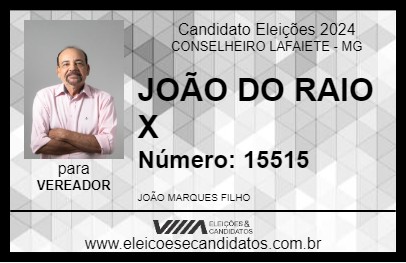 Candidato JOÃO DO RAIO X 2024 - CONSELHEIRO LAFAIETE - Eleições