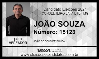 Candidato JOÃO SOUZA 2024 - CONSELHEIRO LAFAIETE - Eleições