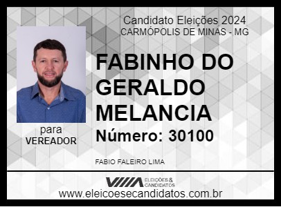 Candidato FABINHO DO GERALDO MELANCIA 2024 - CARMÓPOLIS DE MINAS - Eleições