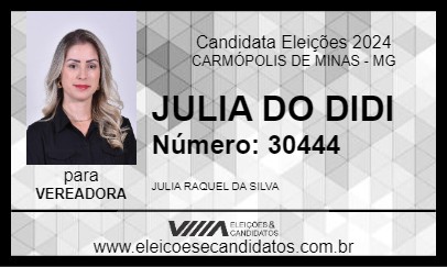 Candidato JULIA DO DIDI 2024 - CARMÓPOLIS DE MINAS - Eleições