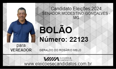 Candidato BOLÃO 2024 - SENADOR MODESTINO GONÇALVES - Eleições