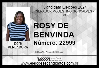 Candidato ROSY DE BENVINDA 2024 - SENADOR MODESTINO GONÇALVES - Eleições