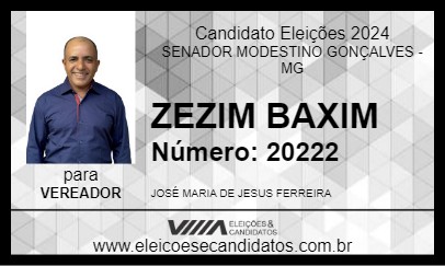 Candidato ZEZIM BAXIM 2024 - SENADOR MODESTINO GONÇALVES - Eleições