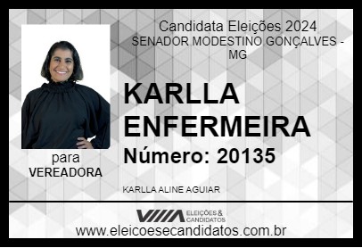 Candidato KARLLA ENFERMEIRA 2024 - SENADOR MODESTINO GONÇALVES - Eleições