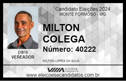 Candidato MILTON COLEGA 2024 - MONTE FORMOSO - Eleições