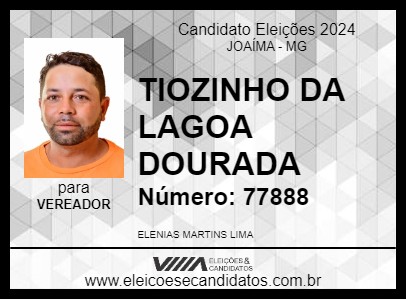 Candidato TIOZINHO DA LAGOA DOURADA 2024 - JOAÍMA - Eleições