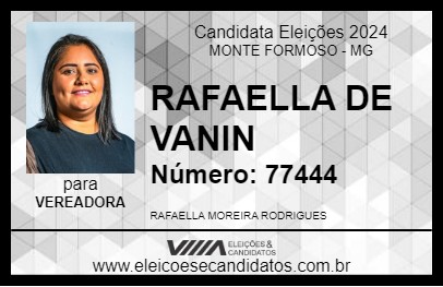 Candidato RAFAELLA DE VANIN 2024 - MONTE FORMOSO - Eleições