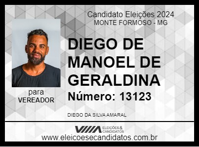 Candidato DIEGO DE MANOEL DE GERALDINA 2024 - MONTE FORMOSO - Eleições