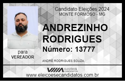 Candidato ANDREZINHO RODRIGUES 2024 - MONTE FORMOSO - Eleições