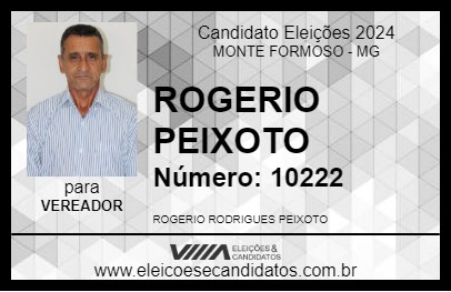 Candidato ROGERIO PEIXOTO 2024 - MONTE FORMOSO - Eleições