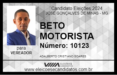 Candidato BETO MOTORISTA 2024 - JOSÉ GONÇALVES DE MINAS - Eleições