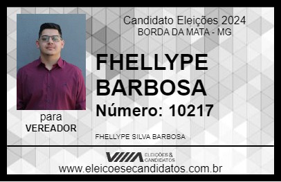 Candidato FHELLYPE BARBOSA 2024 - BORDA DA MATA - Eleições