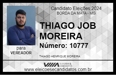 Candidato THIAGO JOB MOREIRA 2024 - BORDA DA MATA - Eleições