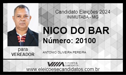 Candidato NICO DO BAR 2024 - INIMUTABA - Eleições