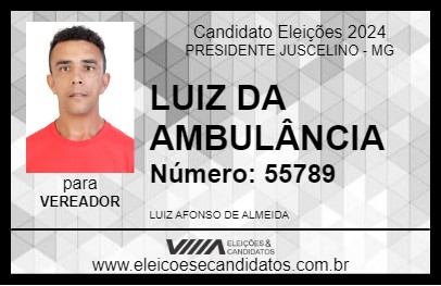 Candidato LUIZ DA AMBULÂNCIA 2024 - PRESIDENTE JUSCELINO - Eleições