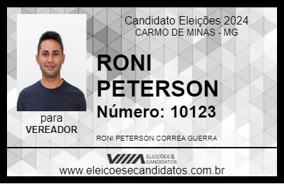 Candidato RONI PETERSON 2024 - CARMO DE MINAS - Eleições